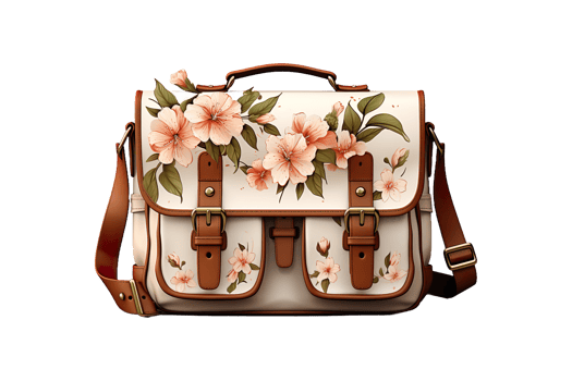 Cotton Messenger Bag isolated on transparent background. png