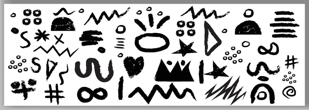 Abstract doodle brush shape geometric paint. Grunge graphic modern abstract collage element . vector