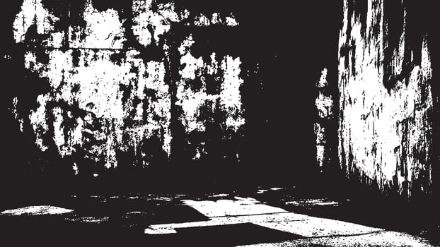 Intensely Dark Black Grunge Texture Overlay on Pure White Background, Emphasizing Depth vector