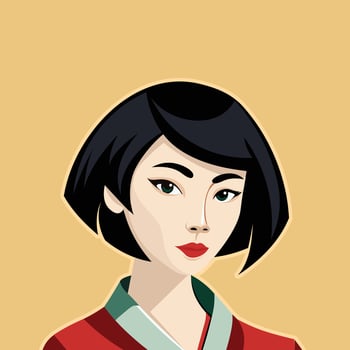 beautiful asian woman with modern hair style illustration vector