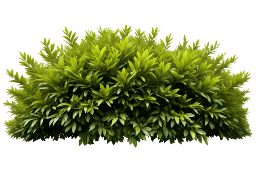 Green bush with small leaves, isolated on a transparent background. Suitable for landscaping, gardening, or design. png