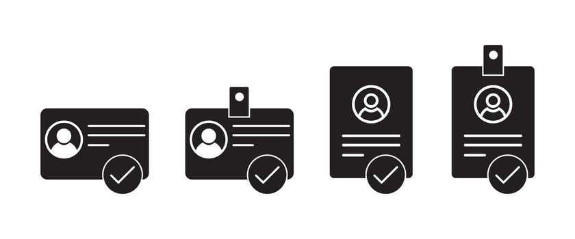 ID Card icon collection. Employee clerk card, driver license, Identification card, ID Card Icon of Diplomacy icon set. vector