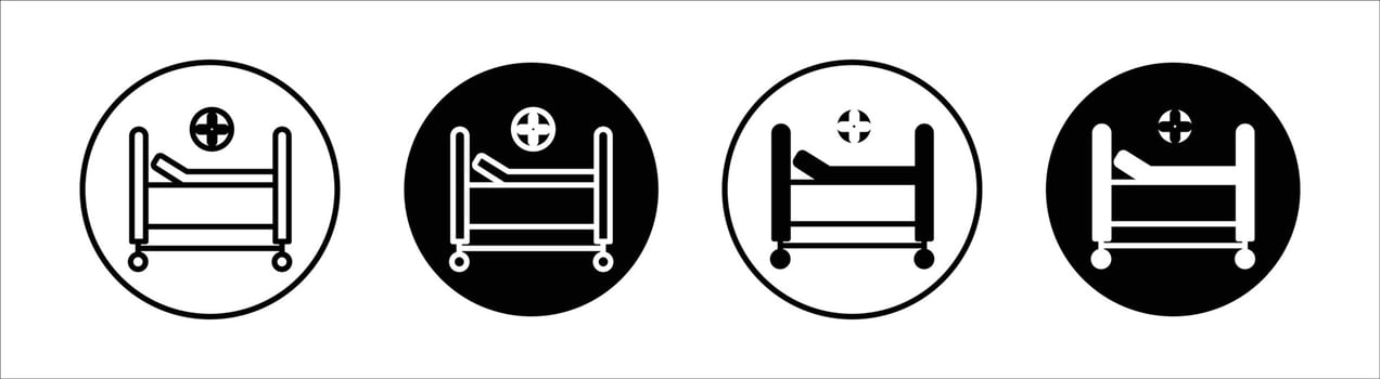 Hospital bed flat line icon set. Hospital bed Thin line illustration vector