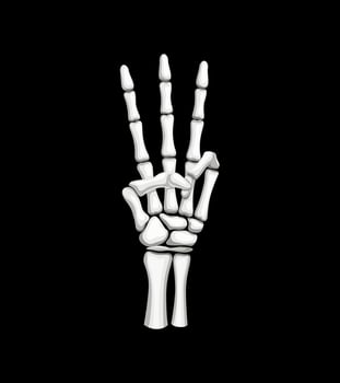 Skeleton hand forms a three-fingered gesture vector