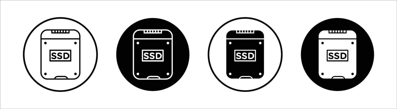 SSD flat line icon set. SSD Thin line illustration vector