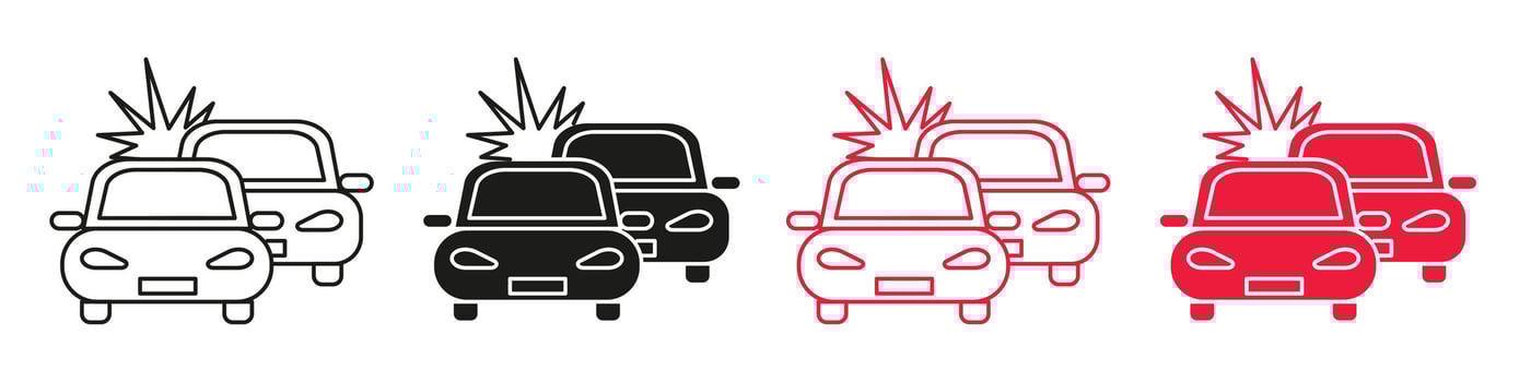 Aftermath of a vehicle collision icon highlighting auto damage and crash scenarios vector