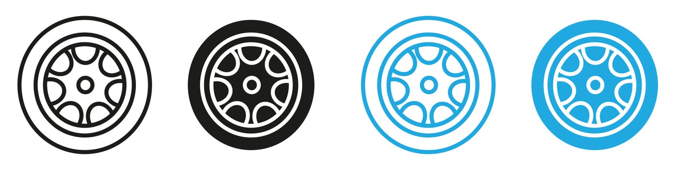 Car wheel icon mark in filled style vector