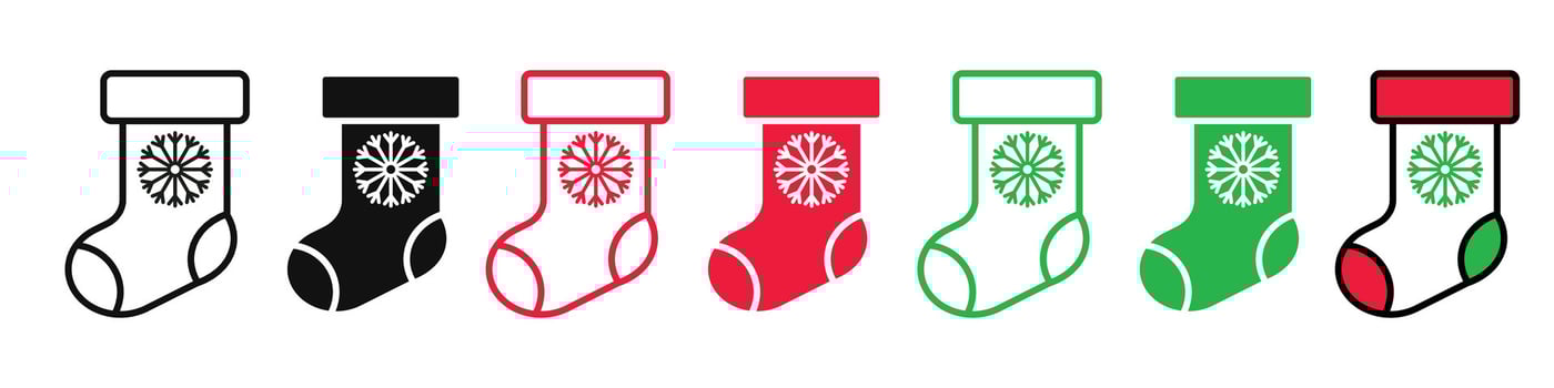 Icon Set for Hanging Christmas Stocking Socks Gifts for Xmas Decoration vector