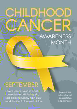Childhood cancer awareness month in September. A vertical poster. Yellow ribbon vector