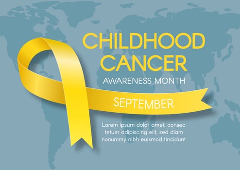 Childhood cancer awareness month in September. Horizontal poster. Yellow ribbon. vector