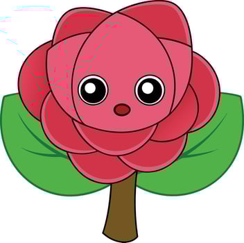 Adorable Rose Tree - Cartoon, Clipart and Line Art Illustration, Cute rose tree illustration in cartoon, clipart, and line art styles vector