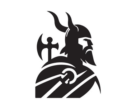 a black and white logo of a viking warrior vector