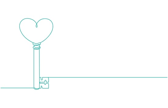 heart and key line icon. love and romantic symbol vector