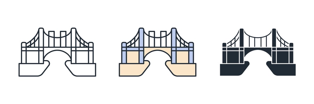 bridge building Icon symbol illustration isolated on white background vector