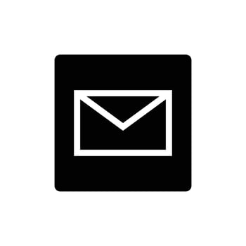 Mail icon in a black box. vector