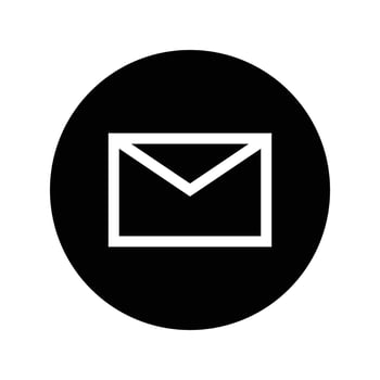 Mail icon in a black circle. vector