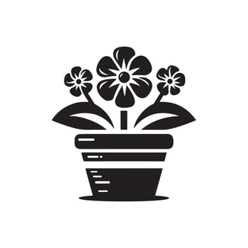 flowerpot silhouette logo icon design black and white vector