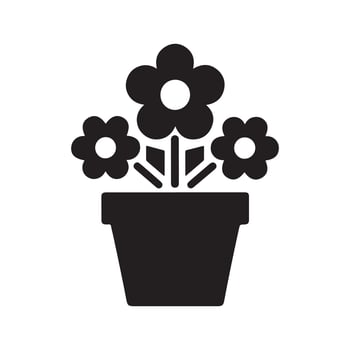 flowerpot silhouette logo icon design black and white vector