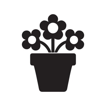 flowerpot silhouette logo icon design black and white vector