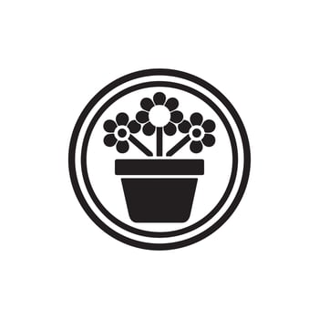flowerpot silhouette logo icon design black and white vector