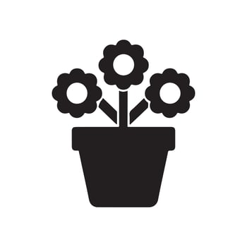 flowerpot silhouette logo icon design black and white vector