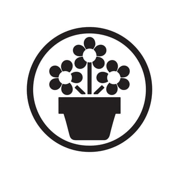 flowerpot silhouette logo icon design black and white vector