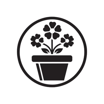 flowerpot silhouette logo icon design black and white vector