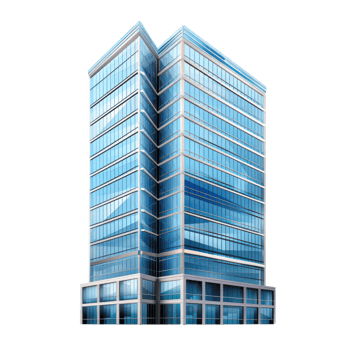 modern high rise building with glass windows and balconies on transparent background png