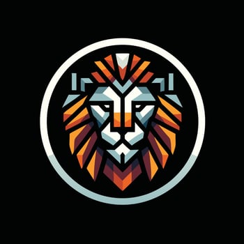 A circle illustration of lion head vector