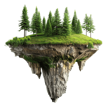 Floating island isolated on transparent background png