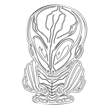 Alien outline illustration sketch vector