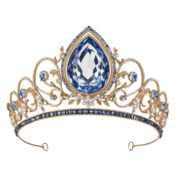 a blue and gold crown with a diamond in the center png