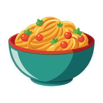 Pasta in bowl with tomato sauce illustration vector