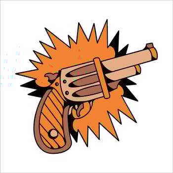 vintage pistol tattoo design vector
