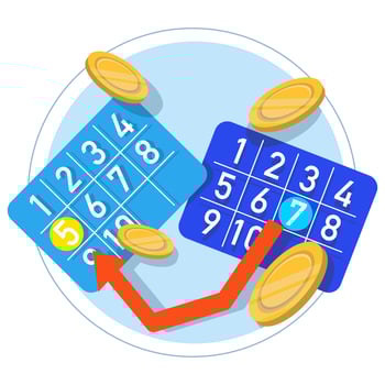 Concept of cashback and returns in online shopping. Digital payments with cash back. Gold coins fall. Refunds and Digital Payments. Return on Investment. Flat Illustration on background. vector