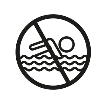 No swimming allowed sign, featuring a clear no-swim icon and safety warning label, perfect for preventing accidents and ensuring safety in restricted water areas. vector