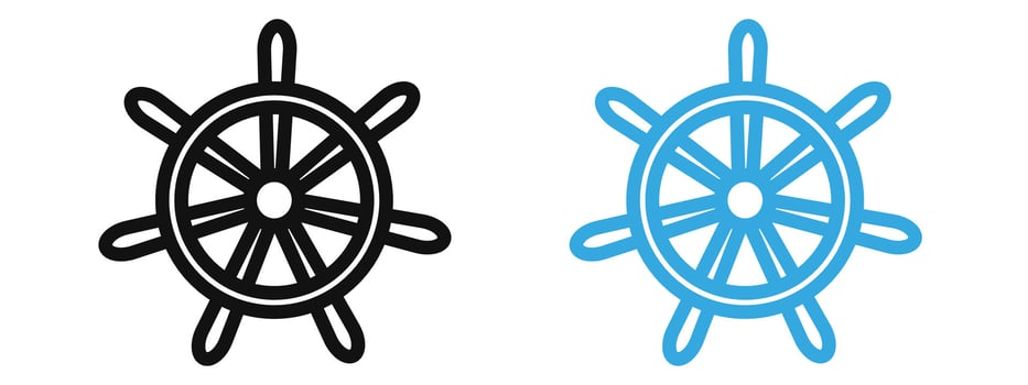 Ship wheel icon mark in filled style vector