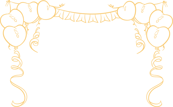 A yellow frame with balloons png