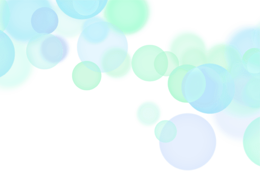 A series of blue and green circles are scattered across a transparent background png