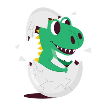 Basic RGBA flat style sticker of dinosaur hatching vector