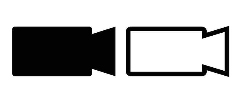 Movie camera silhouette icon set. vector