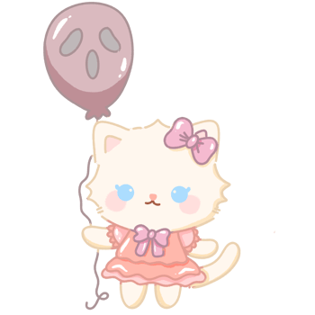 Hand drawn illustration kawaii cute pastel white cat kitten holding a ghost balloon png
