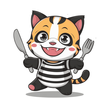 car in black and white shirt with knife and fork png