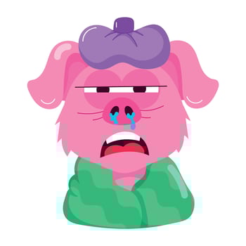 WebA flat style sticker of a sick pig vector