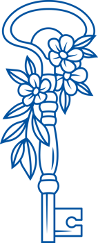 Key to gate to ancient castle or mansion is decorated with flowers, for design of books with fairy png
