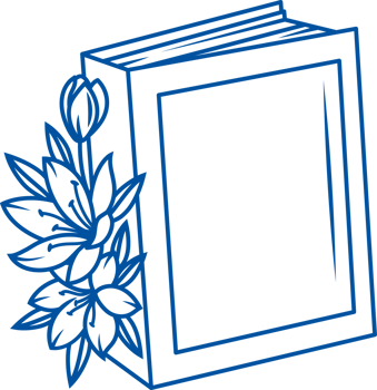 Closed book with blank cover is located near flowers, for gift for bookworm who loves to read png