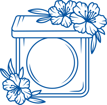 Powder compact for women who use cosmetics made from natural ingredients, decorated with flowers png