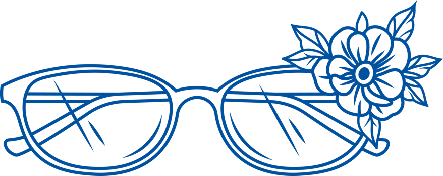 Trendy glasses with thin, elegant frames decorated with flowers, for women with vision problems png