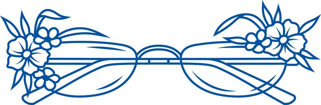 Elegant frameless eyeglass decorated with flowers, designed for sale to people with impaired vision png
