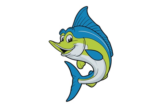 Marlin fish carton style white background vector